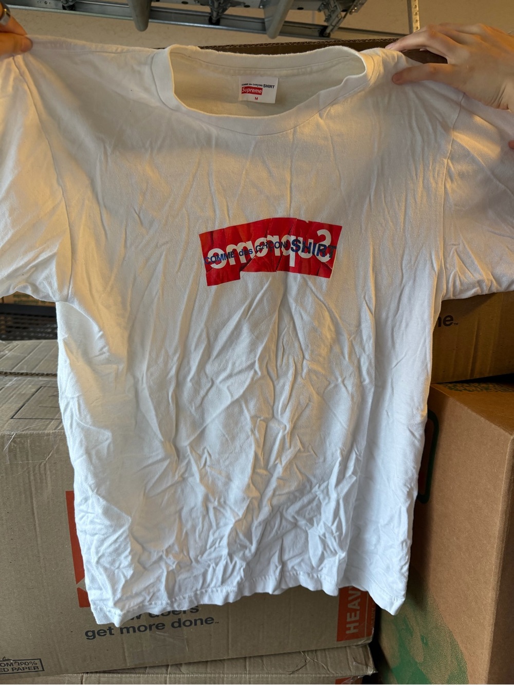 Supreme White T-Shirt with Distorted Red Logo